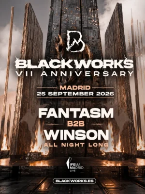 Cartel de BLACKWORKS VII ANNIVERSARY: 25 de septiembre de 2026 en IFEMA, Madrid con Winson y Fantasm