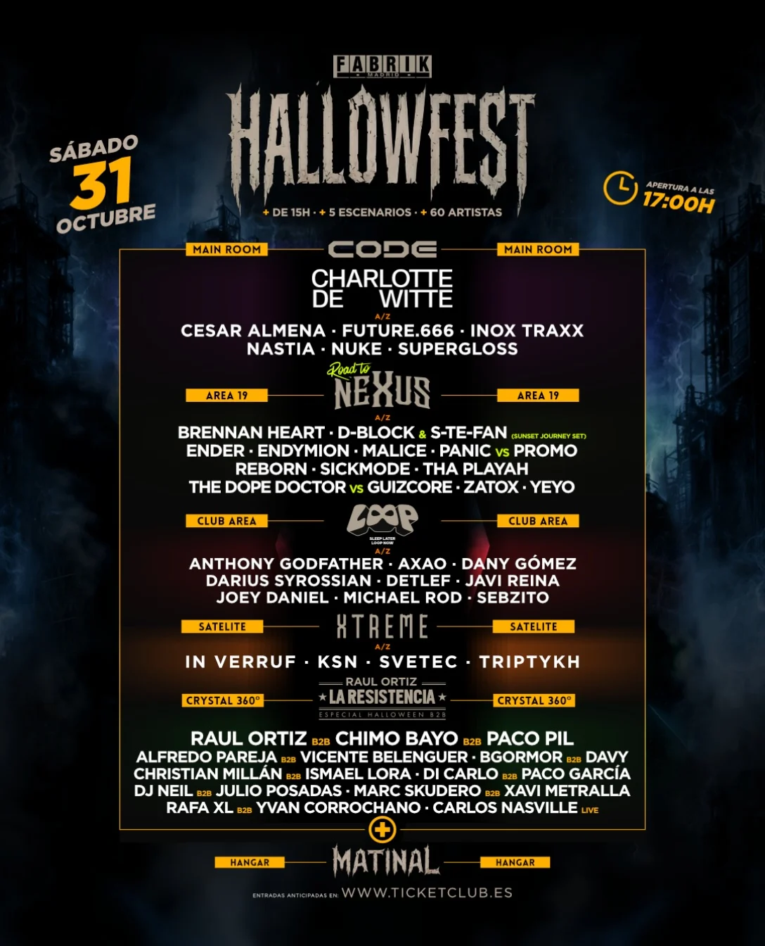 Cartel de HALLOWFEST 2026: 31 de octubre de 2026 en Fabrik, Madrid