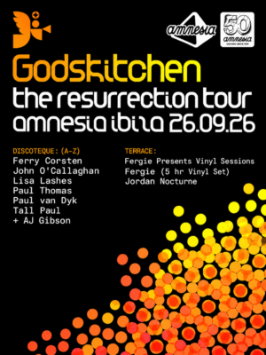 Godskitchen: The Resurrection Tour llega a Amnesia Ibiza el 26 de septiembre de 2026 con Ferry Corsten, Paul van Dyk, John O'Callaghan y más.