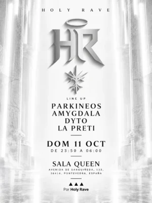 Cartel de HOLY RAVE: 11 de octubre de 2026 en Sala Queen, Pontevedra