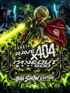 Cartel de RAVE 404 X RAVEOUT 500
