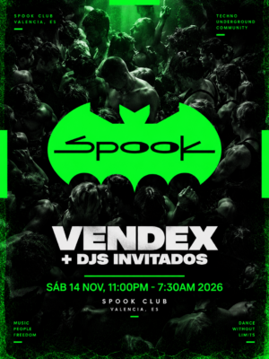 Vendex llega a Spook Valencia el 14 de noviembre con su potente sonido de Hard Techno, Schranz e Industrial Techno.