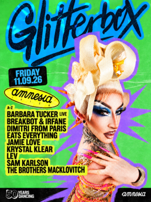 Glitterbox llega a Amnesia Ibiza el 11 de septiembre de 2026 con Barbara Tucker LIVE, Dimitri From Paris, Eats Everything y más artistas.