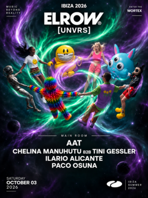 elrow Ibiza Closing Party llega el 3 de octubre a [UNVRS], Ibiza, con AAT, Chelina Manuhutu B2B Tini Gessler, Ilario Alicante y Paco Osuna.