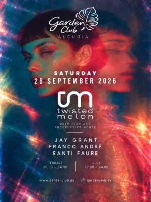 Cartel de TWISTED MELON: 26 de septiembre de 2026 en Garden Club, Alcudia