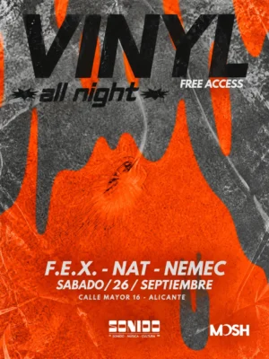 Cartel de VINYL ALL NIGHT: 26 de septiembre de 2026 en Sonido, Alicante