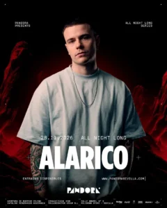 Cartel de ALARICO ALL NIGHT LONG: 28 de noviembre de 2026 en Pandora, Sevilla