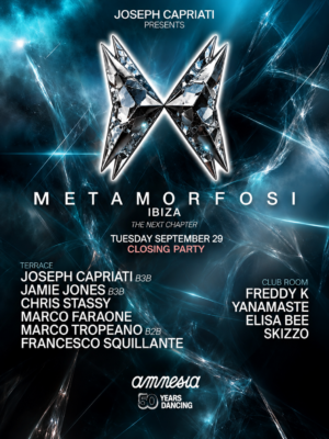 Joseph Capriati presenta Metamorfosi Closing Party el martes 29 de septiembre en Amnesia Ibiza.