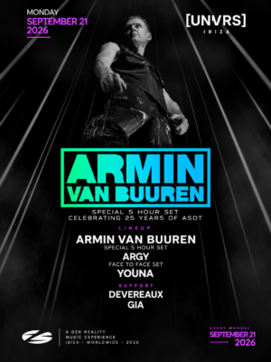 A State Of Trance continúa el 21 de septiembre en [UNVRS], Ibiza, con Armin van Buuren, Argy, Youna, Devereaux y GIA.
