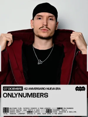 Cartel de 42 ANNIVERSARY: ONLYNUMBERS + INVITADOS: 7 de diciembre de 2026 en Valencia con Ariezzz y Lucía Gea