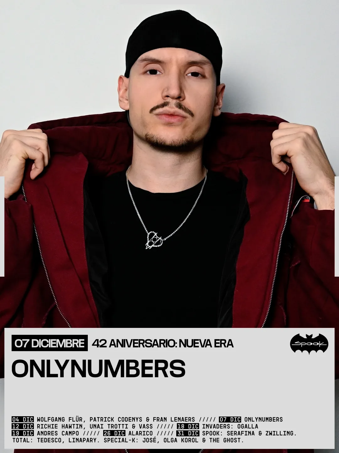 Cartel de 42 ANNIVERSARY: ONLYNUMBERS + INVITADOS: 7 de diciembre de 2026 en Valencia con Ariezzz y Lucía Gea