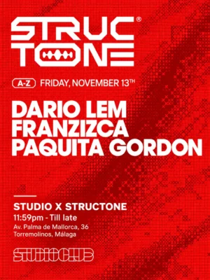 Cartel de STUDIO X STRUCTONE: 13 de noviembre de 2026 en Studio Club, Torremolinos con Structone