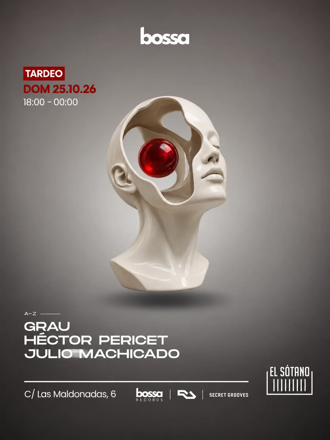 Cartel de BOSSA: 25 de octubre de 2026 en El Sótano, Madrid
