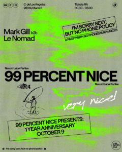 Cartel de 99 PERCENT NICE · MARK GILL B2B LE NOMAD ALL NIGHT LONG