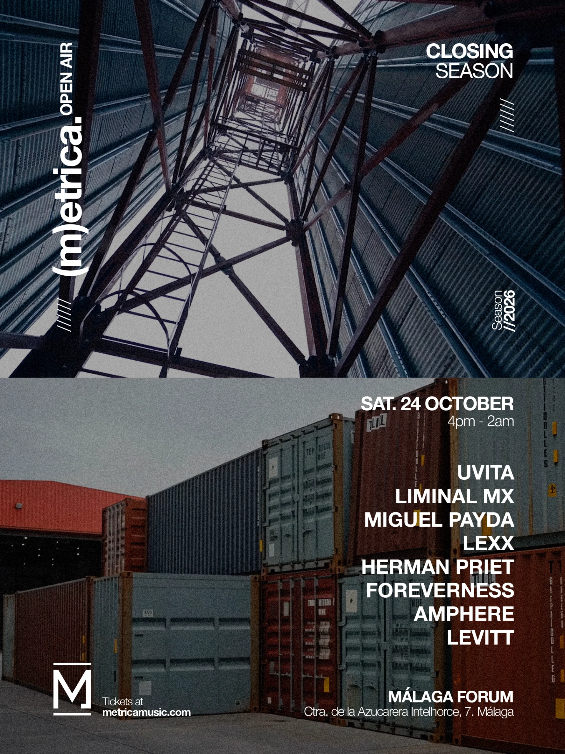 Cartel de Metrica Open Air (Season Closing): 24 de octubre de 2026 en Málaga Forum, Málaga