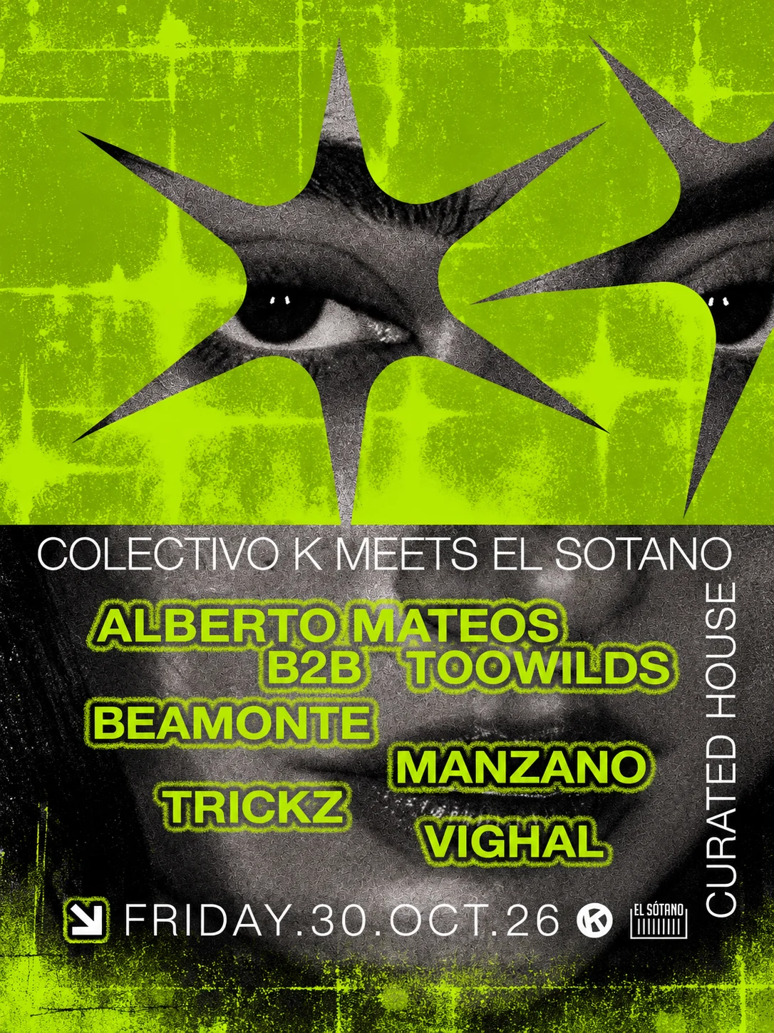 Cartel de COLECTIVO K MEETS EL SÓTANO: 30 de octubre de 2026 en El Sótano, Madrid
