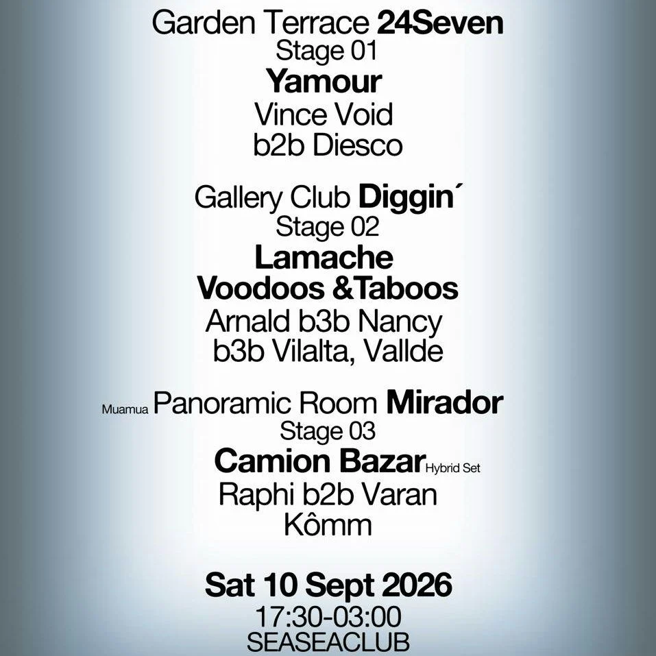 Cartel de ALTA FIDELIDAD 3D X DIGGIN' X MIRADOR X 24SEVEN – 3 STAGES EXPERIENCE – 17:30-03:00: 10 de octubre de 2026 en SeaS…