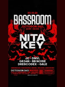 Cartel de BASSROOM: NITA KEY + JC + DNVL + GR34N + BB NOISE + DRESSCODEX + GALE