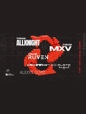 Cartel CMC PRES. ALLKNIGHT, MXV, RUVEN, DEFFER B2B PLATA44, ALEXYS OLMO / 7 de noviembre / Cafe La Palma, Madrid