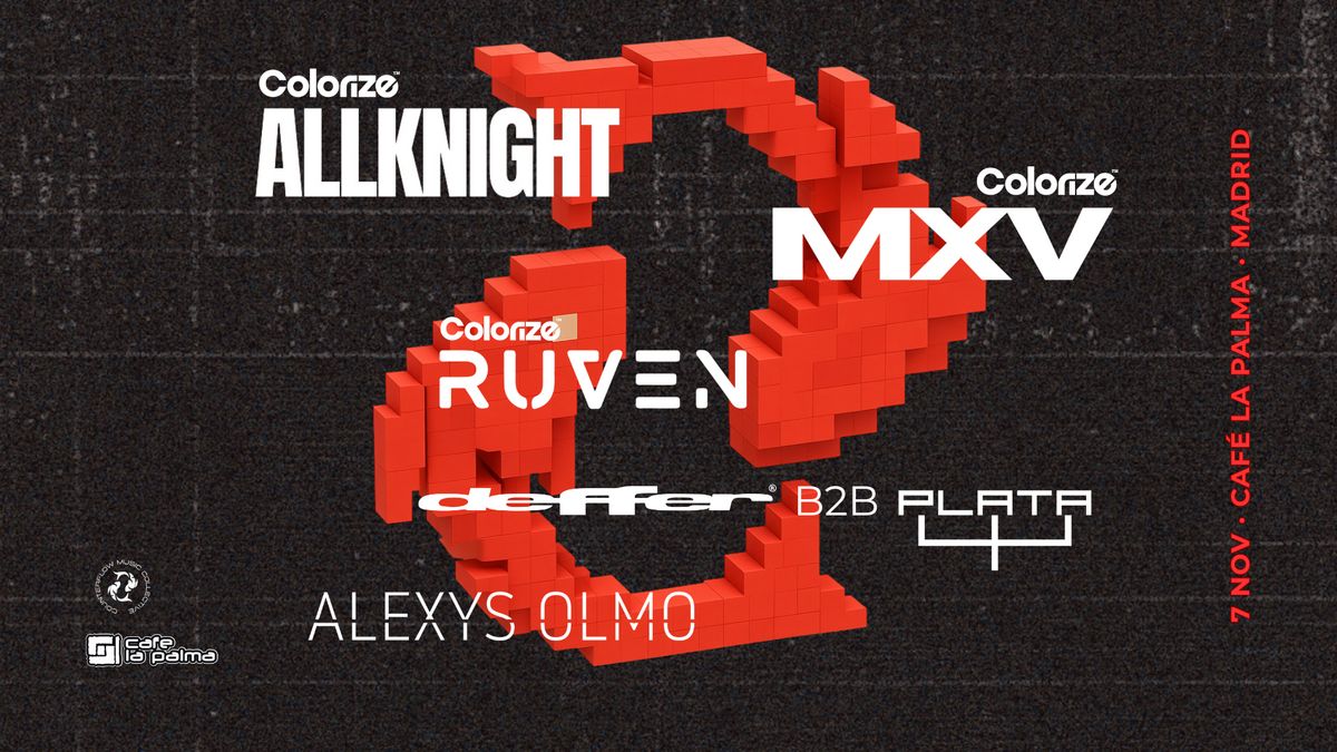 Cartel de CMC PRES. ALLKNIGHT, MXV, RUVEN, DEFFER B2B PLATA44, ALEXYS OLMO: 7 de noviembre de 2026 en Cafe La Palma, Madrid