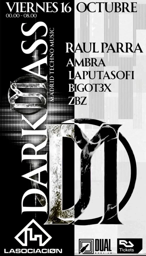 Cartel de DARKMASS LASOCIACIØN ||| RAUL PARRA • AMBRA • LAPUTASOFI • BIGOT3X • ZBZ