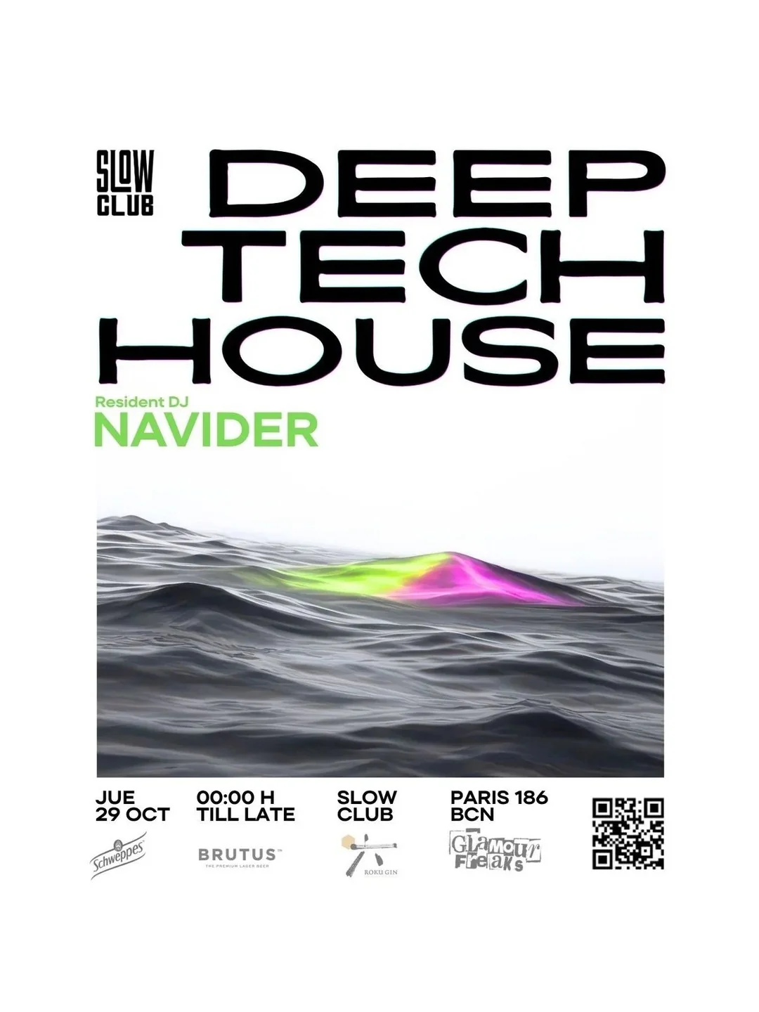 Cartel DEEP, TECH, HOUSE BY NAVIDER / 29 de octubre / Slow Club, Barcelona