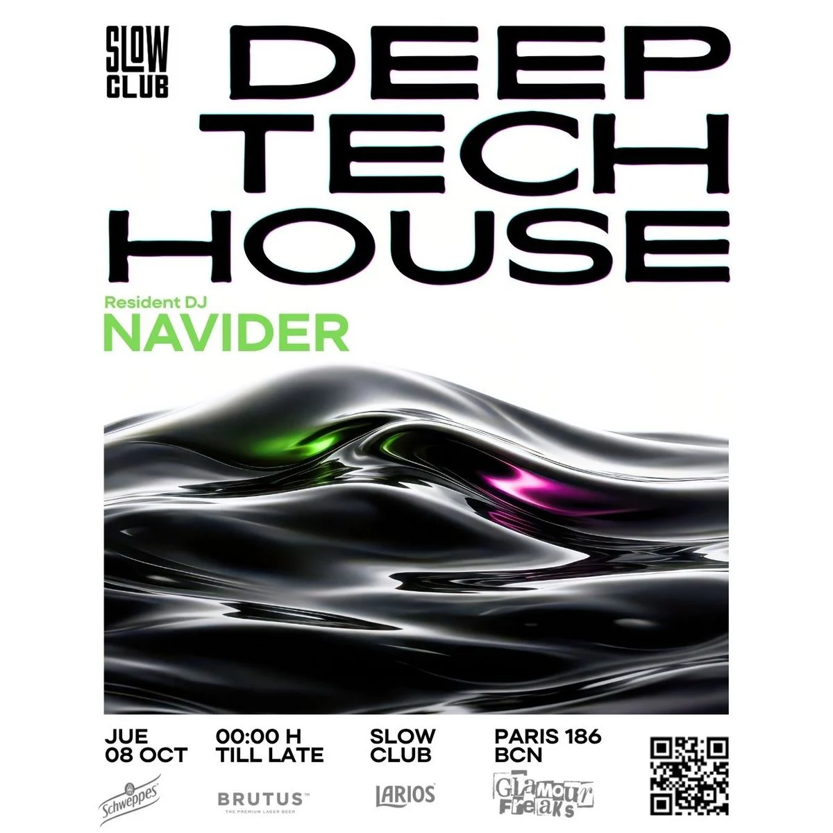 Cartel de DEEP, TECH, HOUSE BY NAVIDER: 8 de octubre de 2026 en Slow Club, Barcelona