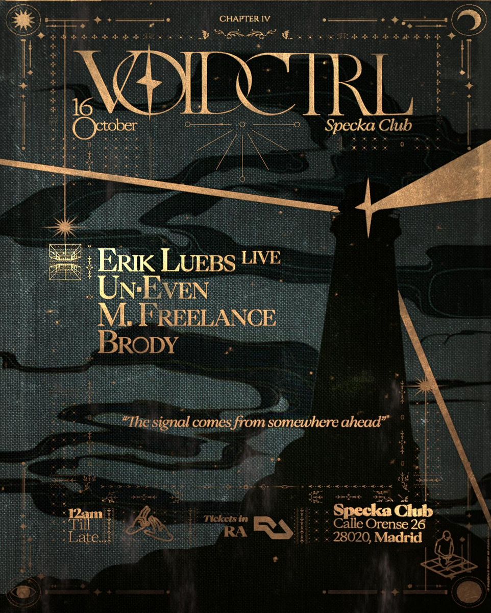 Cartel de ERIK LUEBS: LIVE – VOID CONTROL: 16 de octubre de 2026 en Specka, Madrid