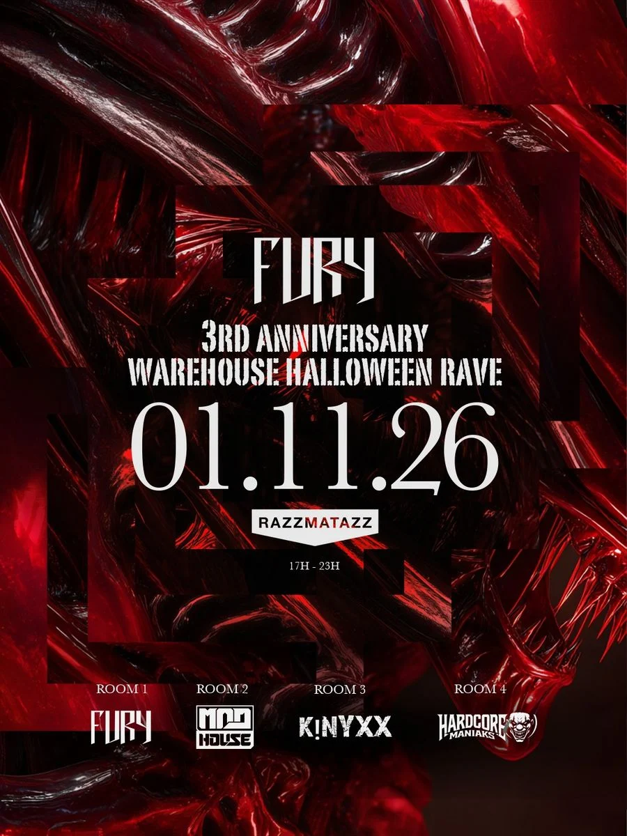 Cartel de FURY 3RD ANNIVERSARY [DAY 2] X HALLOWEEN (FURY: 1 de noviembre de 2026 en KINYXX con Samuel Moriero y Didixx