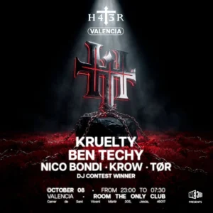Cartel de H4T3R VALENCIA W KRUELTY & BEN TECHY
