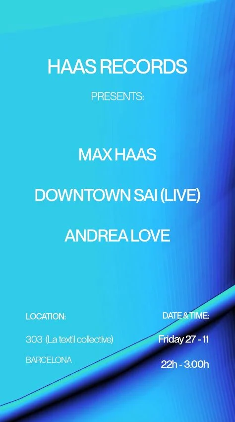 Cartel de HAAS RECORDS SHOWCASE AT 303: 27 de noviembre de 2026 en 303 Audiophile Bar, Barcelona