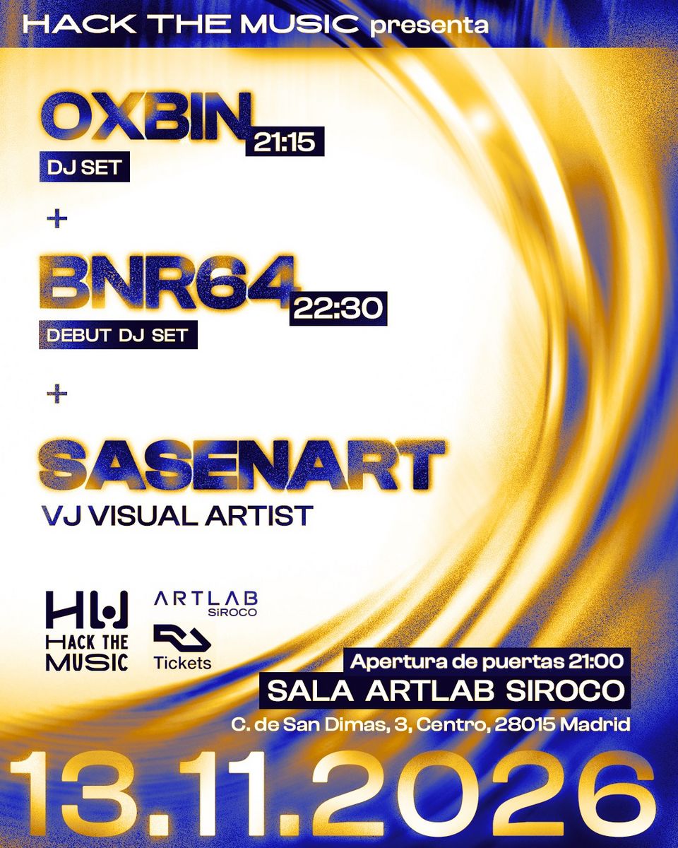 Cartel de HACK THE MUSIC PRESENTA: 13 de noviembre de 2026 en Sala Siroco, Madrid