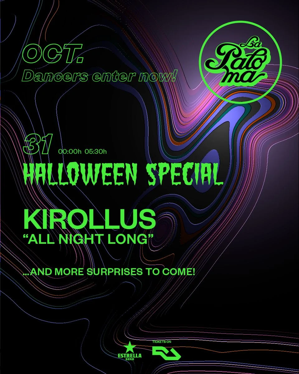 Cartel de HALLOWEEN SPECIAL: KIROLLUS 'ALL NIGHT LONG': 31 de octubre de 2026 en La Paloma, Barcelona