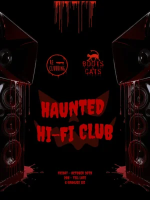 Cartel de HAUNTED HI-FI CLUB - HALLOWEEN SPECIAL BY RE-CLUBBING X BOOTS & CATS: 30 de octubre de 2026 en Barcelona