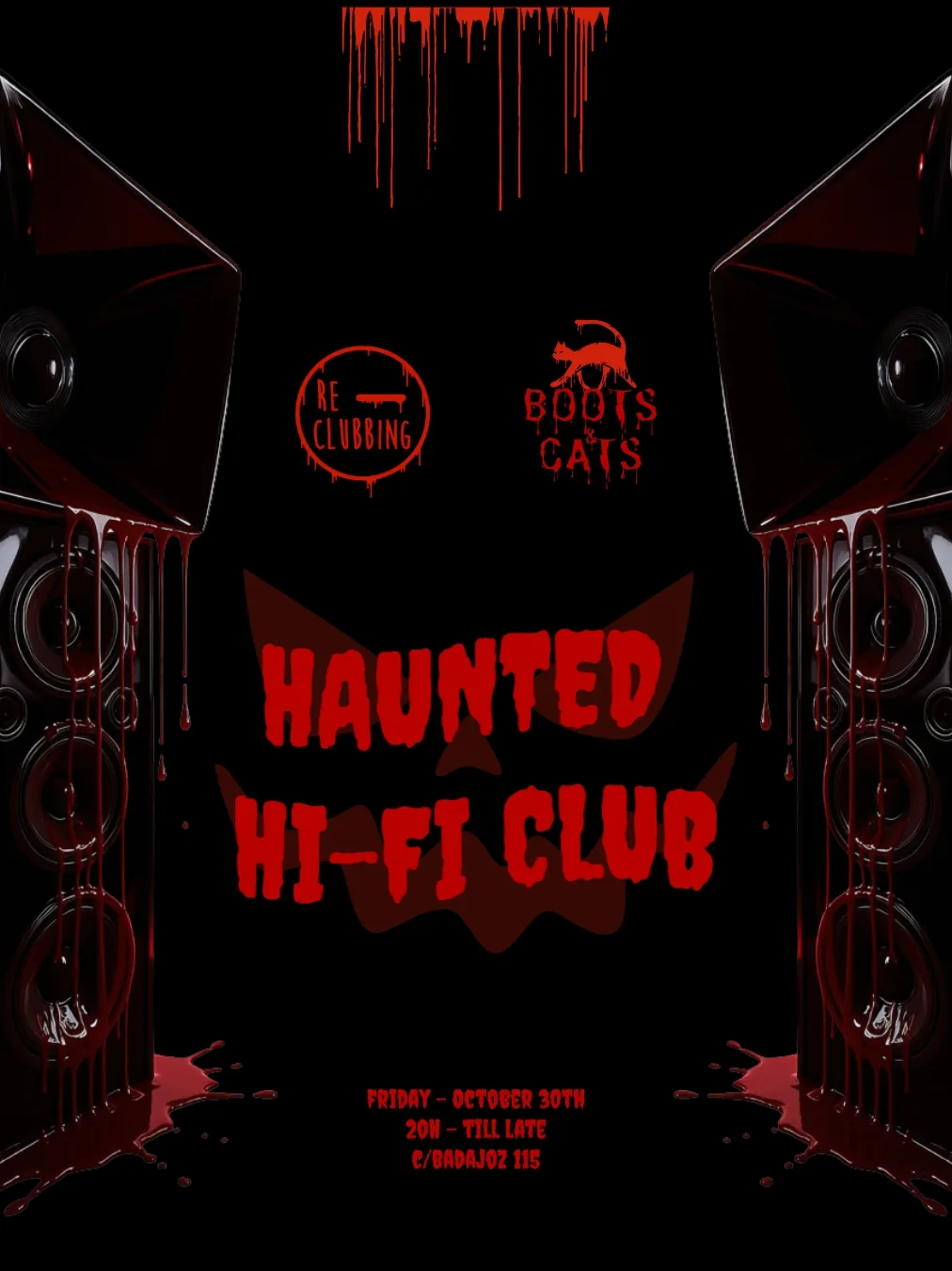 Cartel de HAUNTED HI-FI CLUB - HALLOWEEN SPECIAL BY RE-CLUBBING X BOOTS & CATS: 30 de octubre de 2026 en Barcelona