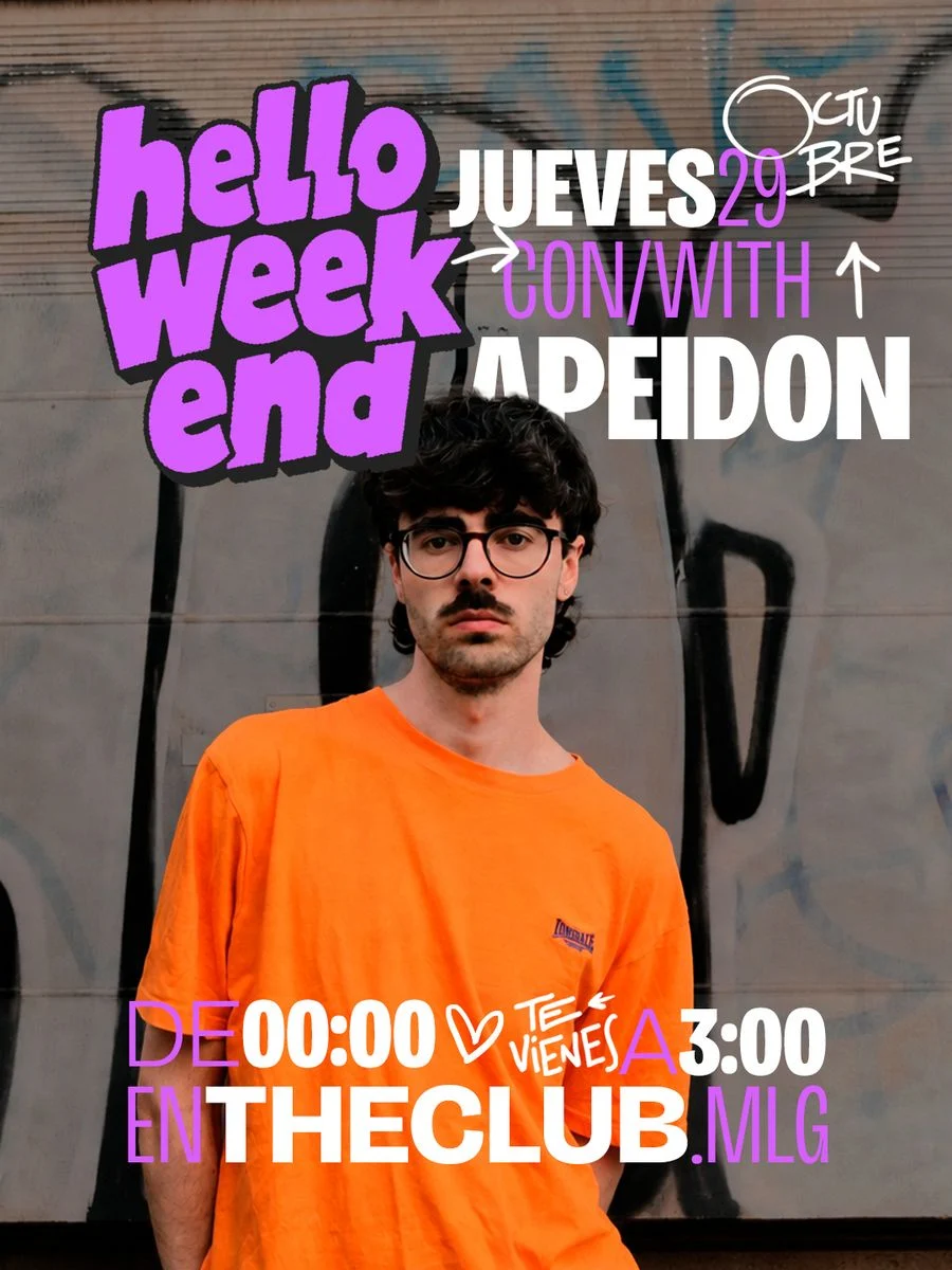 Cartel de HELLO WEEKEND: HOUSE & UK GARAGE: 29 de octubre de 2026 en The Club (Málaga), Malaga España