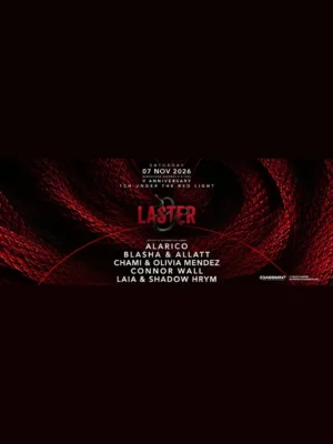 Cartel LASTER CLUB PRESENTS V ANNIVERSARY / 12H UNDER THE RED LIGHT AGAIN / 7 de noviembre / The Bassement, Madrid