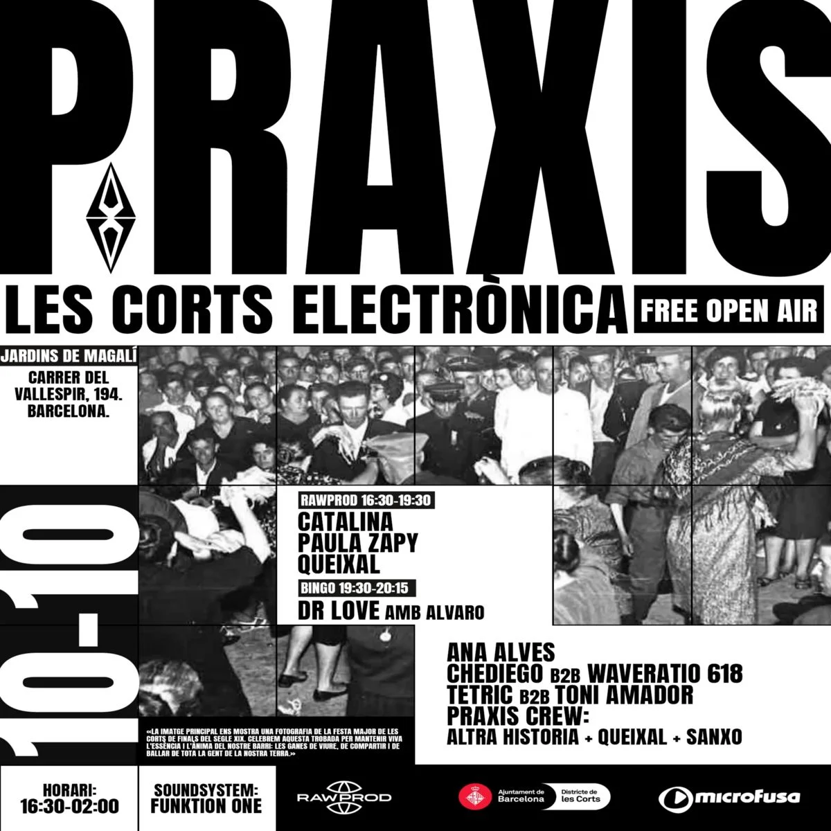 Cartel de LES CORTS ELECTRÒNICA (OPEN AIR + FUNKTION ONE): 10 de octubre de 2026 en Jardins de Magalí (Carrer del Vallespir…