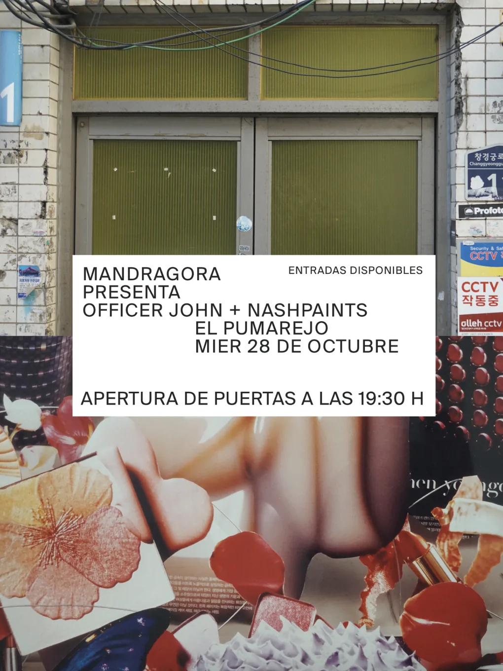 Cartel de MANDRÁGORA: OFFICER JOHN + NASHPAINTS: 28 de octubre de 2026 en Barcelona