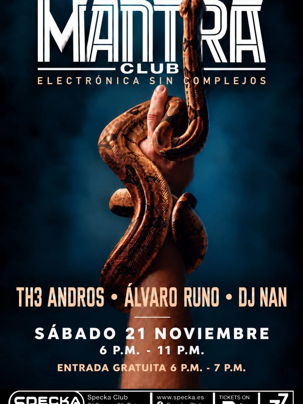 Cartel de MANTRA CLUB - SPECKA CLUB (TARDES): 21 de noviembre de 2026 en Madrid