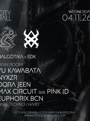 Cartel de MIÉRCOLES L NALGÓTIKA X SDK L DARK TECHNO: 4 de noviembre de 2026 en 4 de noviembre con Max Circuit