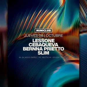 Cartel de MINICLUB: JUEVES 08 -LESSONE |CEBAQUEVA – B.PRIETTO – SLIM: 8 de octubre de 2026 en BEFORE 01.00AM