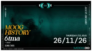 Cartel de MOOG HISTORY: 6TMA + UROZ: 26 de noviembre de 2026 en Barcelona con Uroz