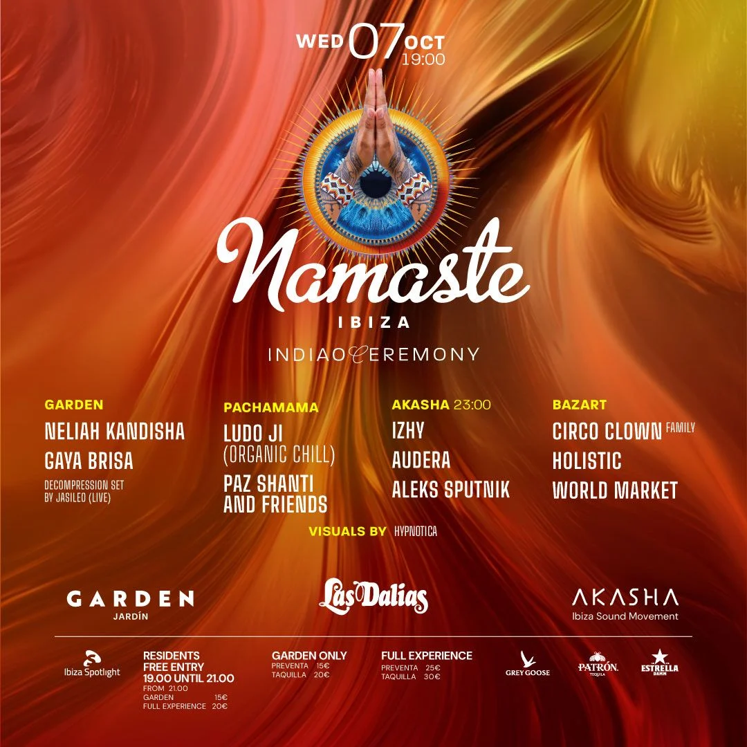 Cartel de NAMASTE: 7 de octubre de 2026 en Akasha Las Dalias Club, Ibiza