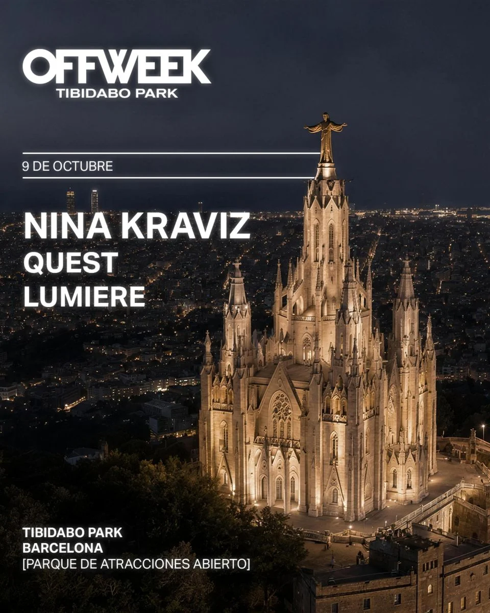 Cartel de OFFWEEK PRESENTS NINA KRAVIZ, QUEST AT TIBIDABO: 9 de octubre de 2026 en Parc d’Atraccions del Tibidabo, Barcelona