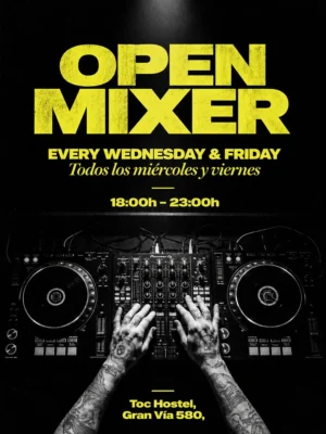 Cartel de OPEN MIXER + AFTERWORK: 7 de octubre de 2026 en TOC Hostel, Barcelona