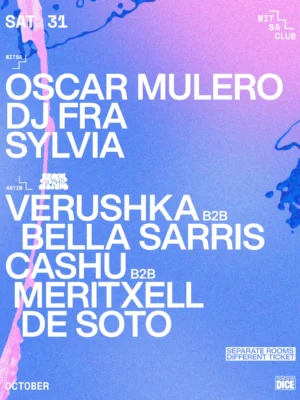 Cartel de OSCAR MULERO · SYLVIA · DJ FRA: 31 de octubre de 2026 en 31 de octubre con Oscar Mulero y Verushka