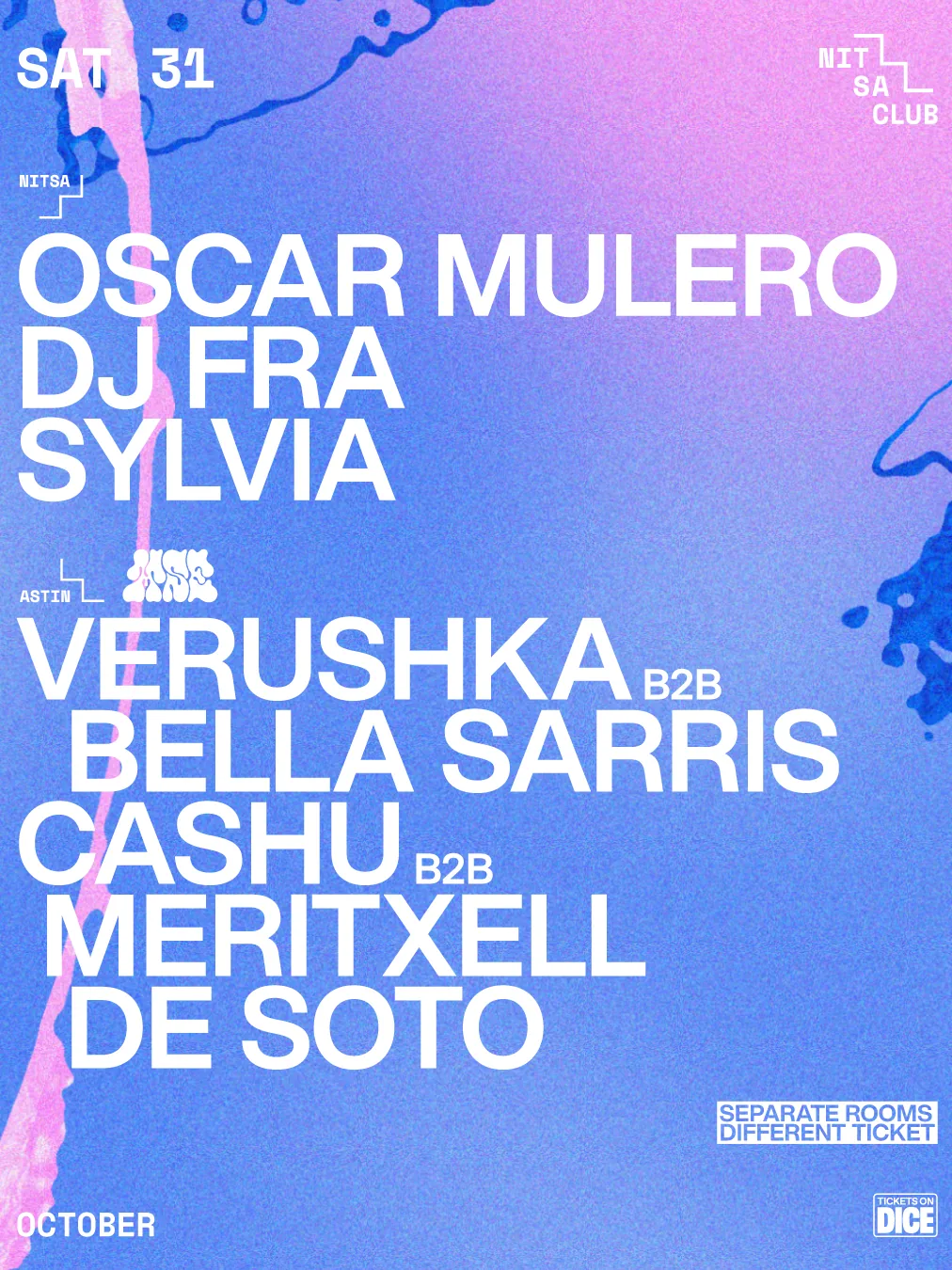 Cartel de OSCAR MULERO · SYLVIA · DJ FRA: 31 de octubre de 2026 en 31 de octubre con Oscar Mulero y Verushka