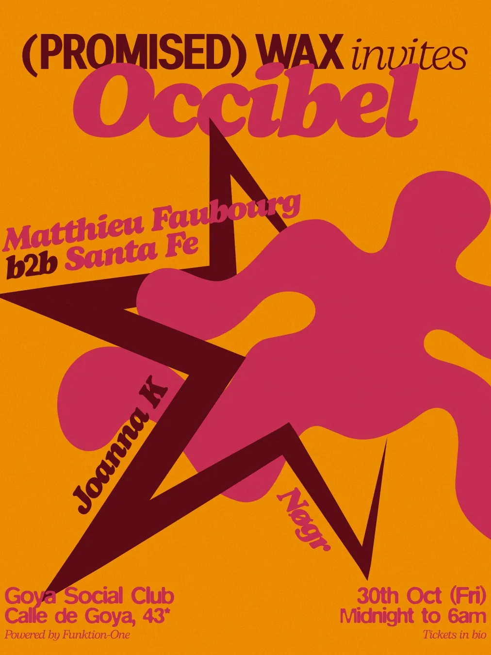 Cartel de PROMISED WAX INVITES OCCIBEL: 30 de octubre de 2026 en Madrid
