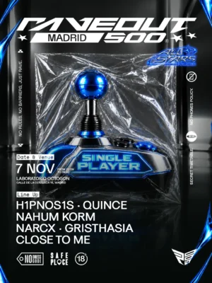 Cartel de RAVEOUT500: 'ALLSTARS' SINGLE PLAYER: 7 de noviembre de 2026 en Madrid con Narcx